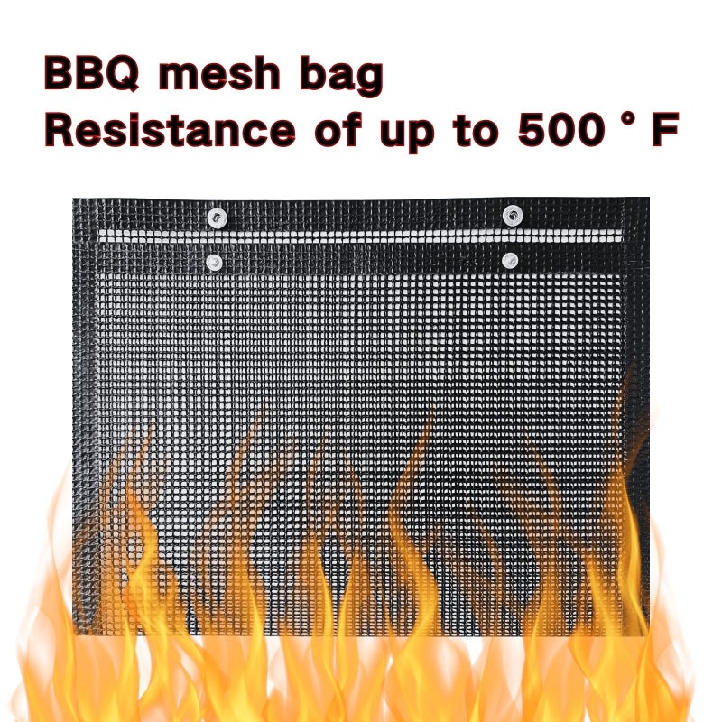 WOHLOPL Grill Bags - Reusable Non-Stick BBQ Mesh Grill Bags, 4 Pieces, Two Sizes (15.7 x 10.6 Inch, 8.7 x 10.6 Inch), Black - Image 3